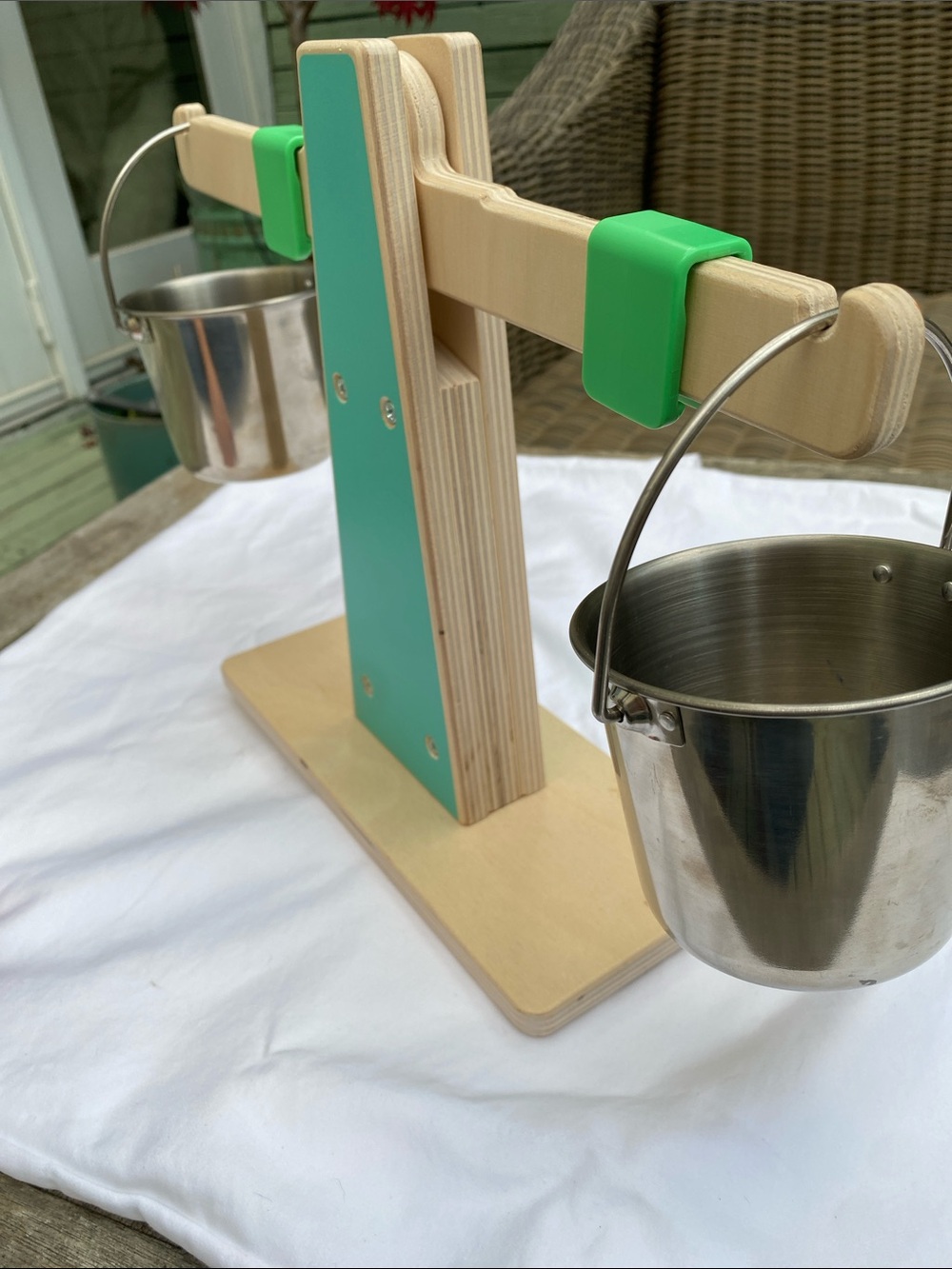 Lovevery Wooden Balancing Bucket Stand - Green Kids Toy
